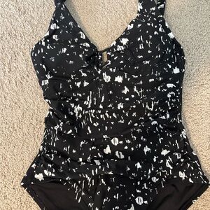 DKNY Black and White One-Piece Swimsuit